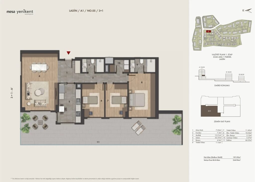 Mesa yenikent floor plan 3+1-A Large