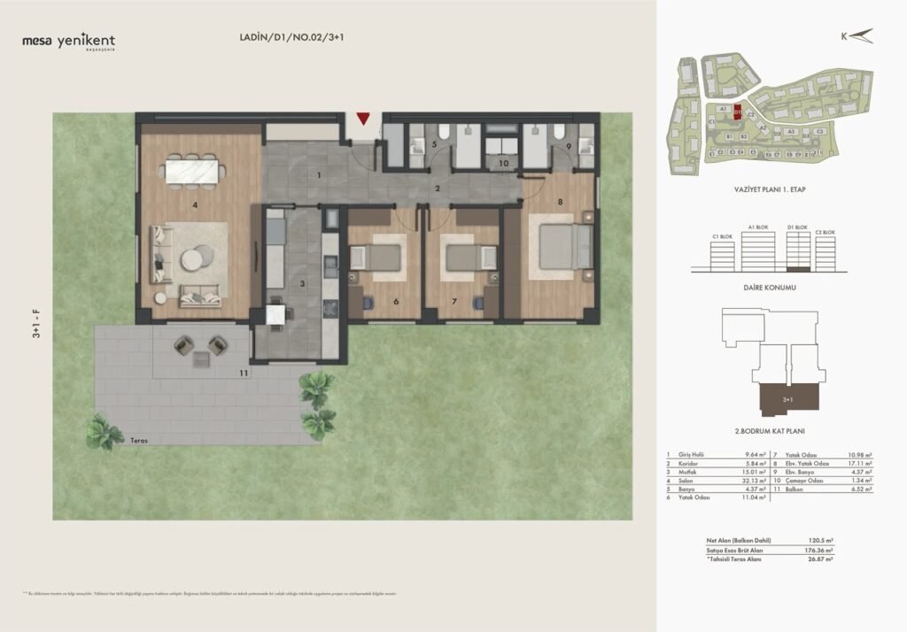 Mesa yenikent floor plan 3+1-C Large