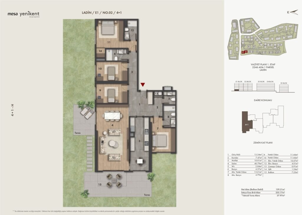 Mesa yenikent floor plan 4+1 Large